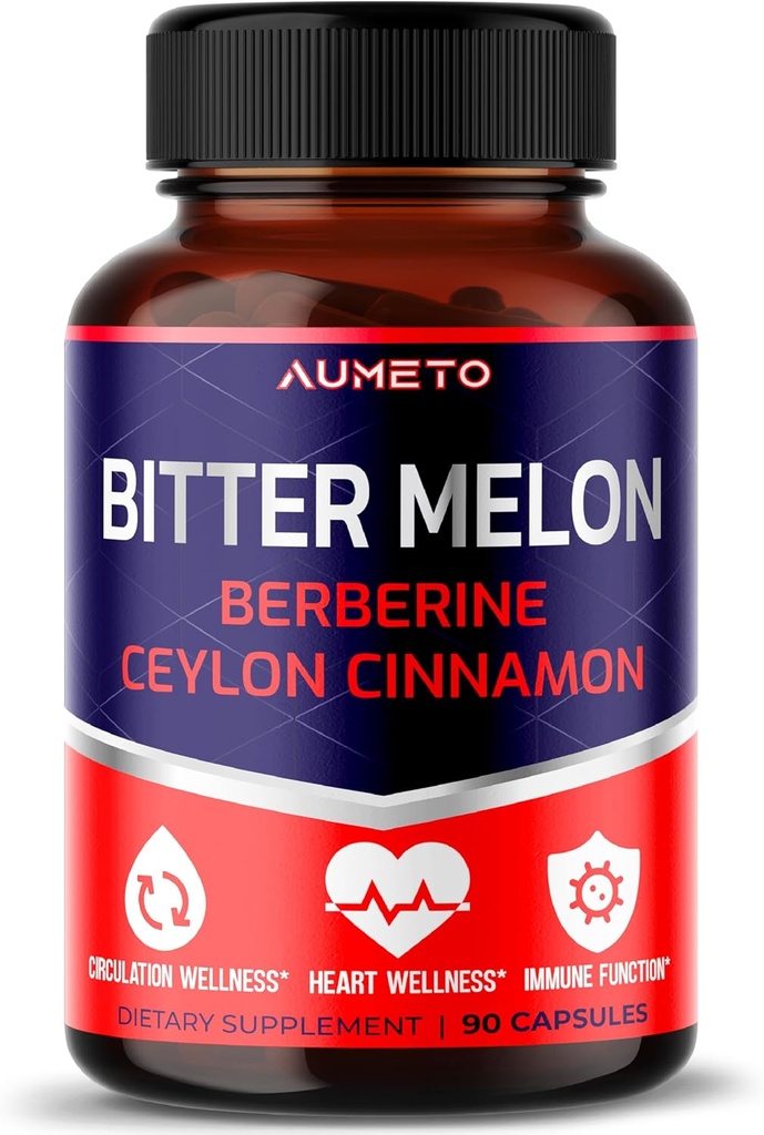 Bitter Melon Capsules - Mejorado con Berberine Ceylon Cinnamon para Circulación Wellness e Immune Función (90 Cuenta (Pack of 1))
