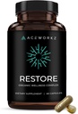 Restore - Complejo de Moss de Mar Orgánica con BioPerine® para la Asorción Mejorada - 12,000 mg por Serving - Ashwagandha, Aceite de Semillas Negras, Turmérica, Shilajit - Detox, Immune, Energy & Mood Support (60 cápsulas)
