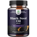 Cápsulas de aceite de semilla negra prensada fría - Vegan Nigella Sativa Negro Cumin Cápsulas de aceite de semilla con Omega 3 6 9 Antioxidantes y Timoquinona para el crecimiento del cabello Apoyo Conjunto Salud y Digestión