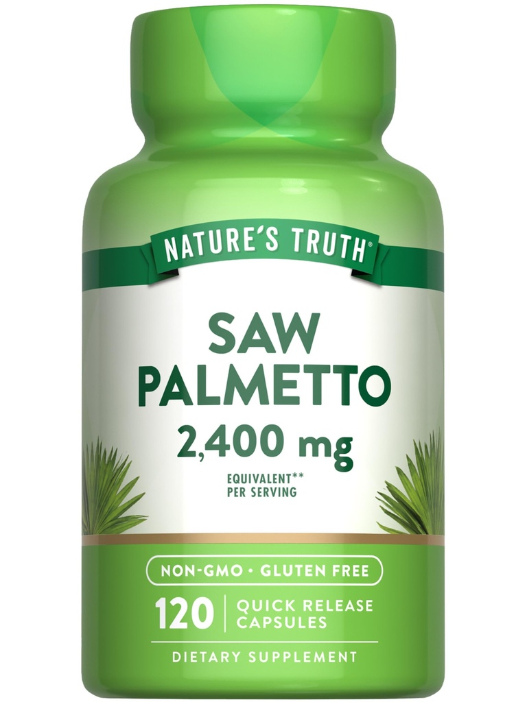 La verdad de la naturaleza Saw Palmetto Extract ← 2400mg Silencio 120 Capsules Silencioso No GMO &amp; Gluten Suplemento gratuito