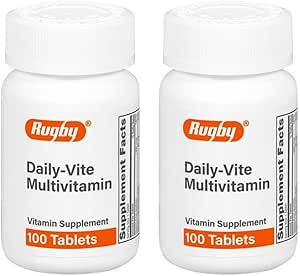 Rugby Daily-Vite Multivitamin - Suplemento diario de vitaminas - 100 Tabletas (2 Pack)
