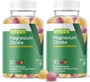 VITEEY Magnesium Gummies for Adults - 255 mg de Magnesium Citrate Gummy for Calm, Sleep, Nerve &amp; Muscle Function Support - Vegan, Gluten Free - 180 Count
