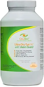 Formulado para los ojos secos - 1700mg Triglyceride Omega-3 + EPA & DHA, Lutein,Zeaxanthin, B12, D3-60 Servings (Ultra Dry Eye, UDEVG - 1 Mes Media Size)