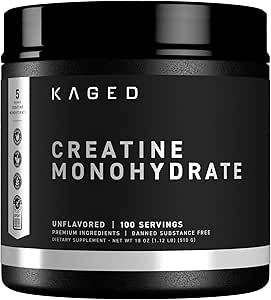Kaged Creatine Monohydrate Micronized Powder ← Desflavored ← Muscle Building " Recovery TEN 5000 mg Por Serving TEN Vegan, Gluten Free, Easily Digestible ← Suplementos para Hombres " Las mujeres viven 100 Servings