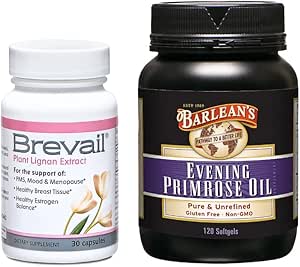 Barlean's Women's Hormone Support Suplementos Bundle, 30 Conde Brevail Capsules y 120 Conde Evening Primrose Oil Suplemento Softgels
