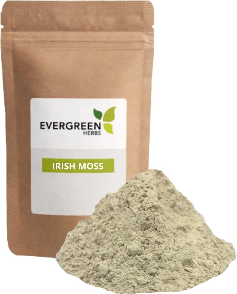 Evergreen Herbs Irish Moss (Powder 4 oz) - Resealable Stand Up Pouch para garantizar la frescura!