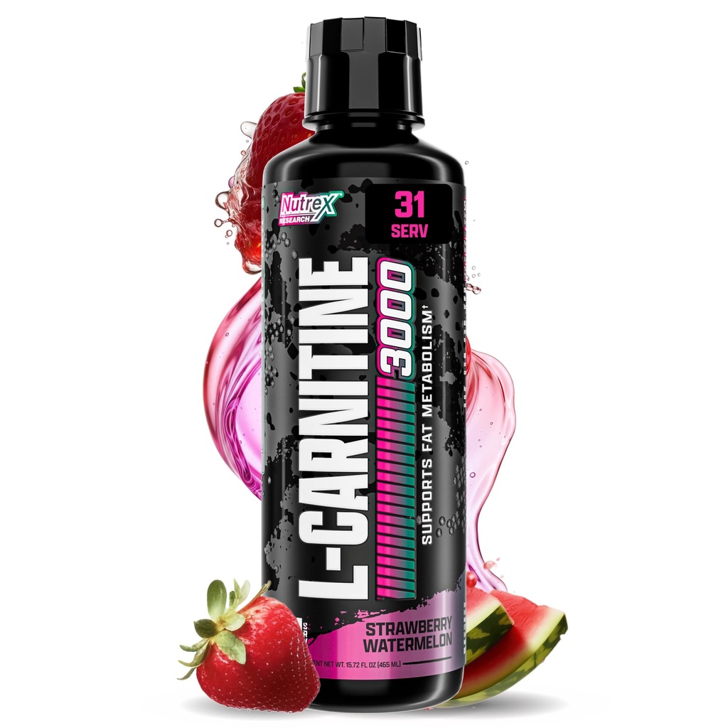 Nutrex Research Liquid Carnitine 3000 | (Strawberry Watermelon) | Premium L Carnitine Liquid, Stimulant Free 31 Servings