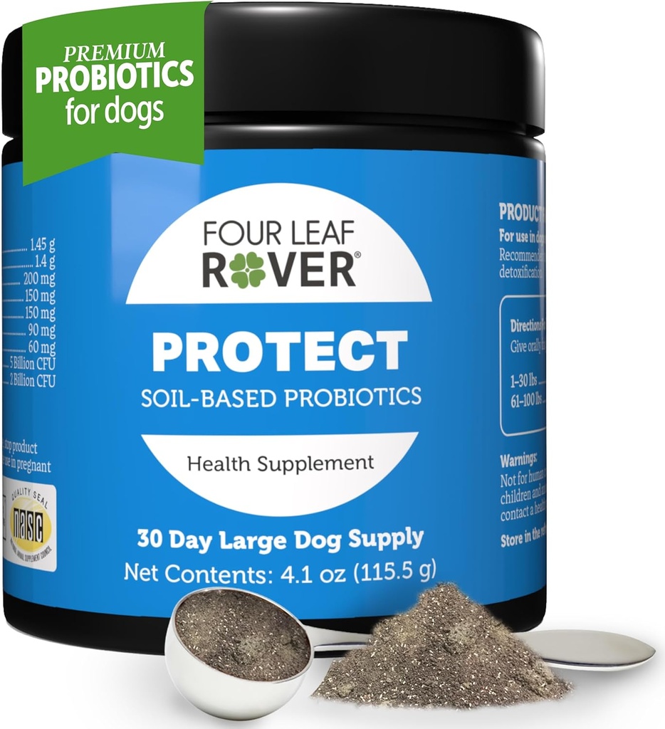 Proteger cuatro palancas - Probióticos para perros - Fórmula veterinaria - con Prebióticos Naturales y Antioxidantes - Detoxificación " Salud Gut - Fuente de perros de 30 días