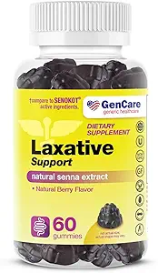 GenCare - Soporte Laxante Gummies with Natural Senna Extract (60 Gummies) - Gentle Overnight Relief of Occasional Constipation for Adults and Children 6 and Older - Non GMO Vegetable Laxative