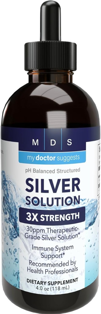 Alkaline Estructurado Plata Líquido 30ppm - Avanzado Apoyo Inmunitario Liquid Drops - Extra Fuerza Colloidal Suplementos Minerales - Hecho en EE.UU. (4 oz)