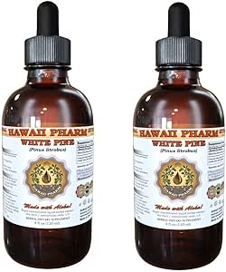 White Pine Liquid Extract, White Pine (Pinus Strobus) Bark Powder Tincture, Herbal Supplement, Hawaii Pharm, Made in USA, 2x4 fl.oz