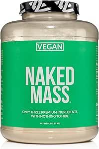 NAKED Vegan Mass - Natural Vegan Weight Gainer Protein Powder - 1,230 Calories, Non-GMO, Soy & Gluten Free, No Artificial Ingredients - 8LB Bulk - 11 Servings