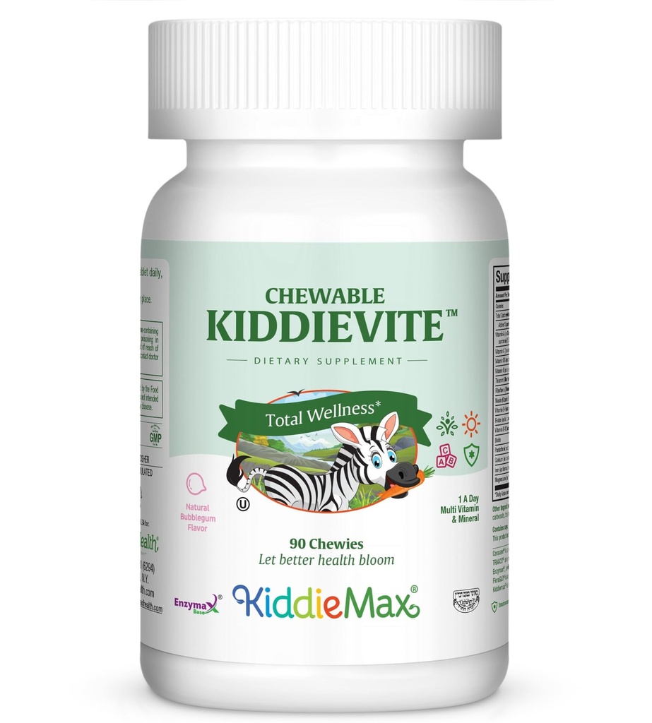 Niños Multivitamínicos Chewable – Vitaminas Infantiles &amp; Multivitamina con Vitamina C, A, E 3, D3, Calcio B12, B-1, Hierro, Zinc Suplemento dietético - para niños Bubble Gum 90 Tablas Chewable