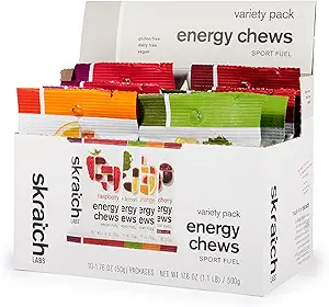 Skratch Labs Energy Chews ← Gummies for Running, Cycling y Sports Preformance TEN Gel Alternative ← Variety Pack (10 Pack) TEN Gluten Free, Vegan