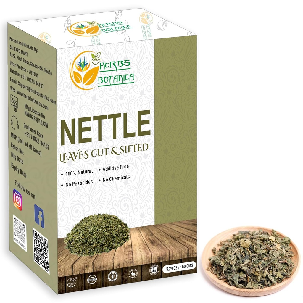 Herbs Botanica Nettle Leaf for Tea Cut and Sifted for Nourishing Herbal Tea, Smoothies Infusions, Stinginging Nettle Leaf Ortiga Wellness Suplemento Vegan Non GMO 5.29 oz