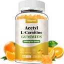 Suplemento de Acetyl L-Carnitine, Suplemento de Nutrición Natural para Energía Boost, Inmunity, Vegan, Orange Flavor, 60 Conde