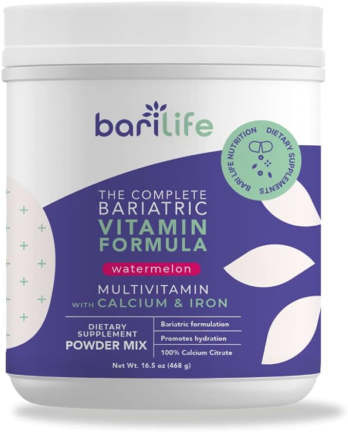 Bari Life Complete Bariatric - Dietary Supplement Powder Mix, Calcium Citrate, Multivitamin, Iron - Vitaminas Bariatricas para Pacientes Gastricos - (Watermelon, 60 Servings)