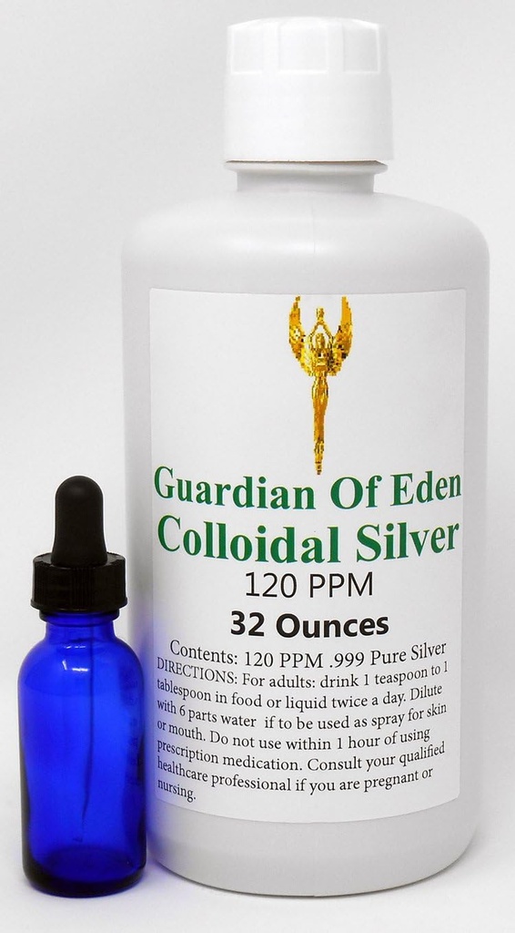 Lab tested Certified 120ppm Concentrated Pure Colloidal Silver by GOE (1 Quart) with Free Dropper Bottle. Informe de laboratorio documentado.