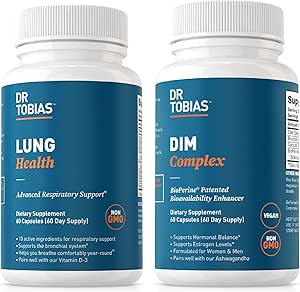 Dr. Tobias Lung Health &amp; DIM Complex soporta Lung Cleanse & Detox Fórmula, Estrogen Detox &amp; Balance Complex, for Men &amp; Women, Non-GMO