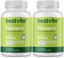 BESTVITE Pycnogenol 100mg (120 cápsulas) (60x2) - French Maritime Pine Bark Extract - No Stearates - Gluten Free - Non GMO