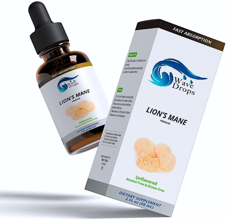 Lion's Mane Liquid Drops Lions Mane Supplement for ← Cognitive ← Nootropic Brain Support  3 Month Supply Liquid Herbal ← Non-GMO ← Vegan  2 Fl Oz