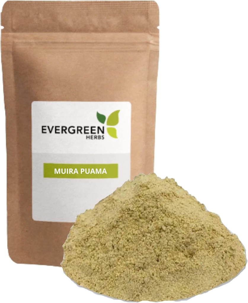 Herbs Evergreen Herbal Powder (Muira Puama) - Resealable Stand Up Pouch para garantizar la frescura!