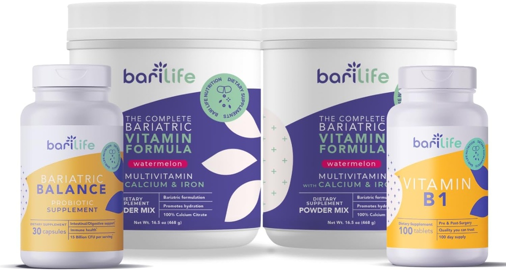 Bari Life Duodenal Switch Starter Kit con Watermelon Powder y Probiótico 30 y Vitamina B1