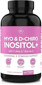 Optify Inositol Supplement for Women – 90-Day Supply – Myo-Inositol and D-Chiro Inositol with Folate and Vitamin D – 40:1 Ratio – Balance hormonal > Soporte Ovárico - 360 cápsulas