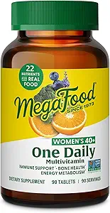 MegaFood Women's 40+ One Daily Multivitamin for Women - with Vitamin B12, B6, C, D, Zinc & Iron – Plus Real Food - Immune Health - Non-GMO - Vegetarian - 90 Tabs