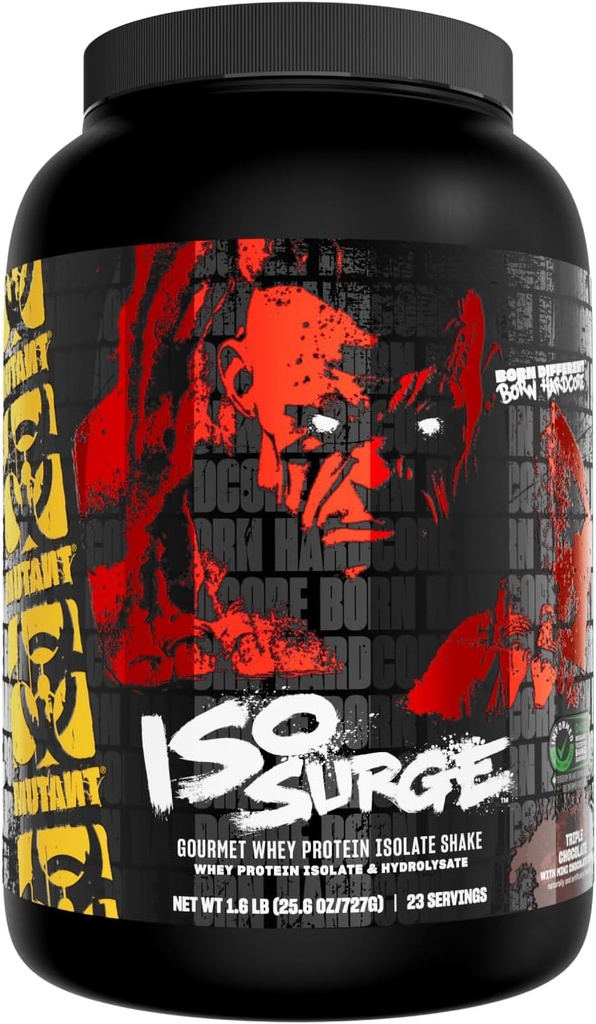 Mutant ISO Surge Whey Protein Powder Acts Fast to Help Recover, Build Muscle, Bulk and Strength, Uses Only Ingredients, 1.6 lb - Triple Chocolate