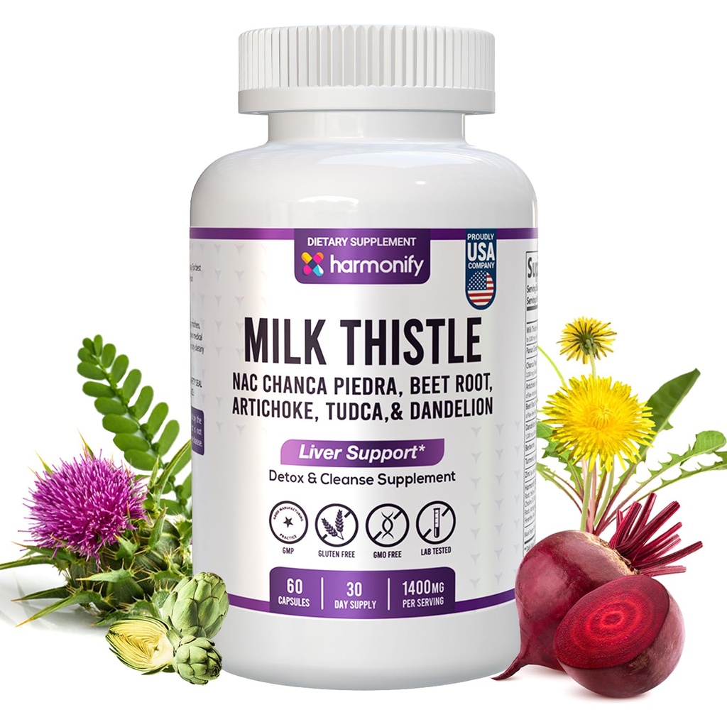 Tormérico de leche con Chanca Piedra, Detox &amp; Cleanse &amp; Repair Supplement, NAC, Beet Root, Artichoke, Dandelion Root, TUDCA Choline y Ginger, 30 Days Supply