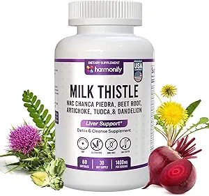 Tormérico de leche con Chanca Piedra, Detox &amp; Cleanse &amp; Repair Supplement, NAC, Beet Root, Artichoke, Dandelion Root, TUDCA Choline y Ginger, 30 Days Supply