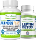 Power By Naturals: Organic Sea Moss and Leptin Detox Bundle - 60 cápsulas Vegan Cada - Planta-Basada, Gluten-Free Suplemento para la mejora de la inmunología y la limpieza natural