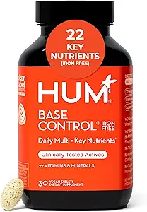 HUM Base Control Multivitamina para Mujeres con Vitamina C, Hierro, Biotina, Zinc, Complejo B, Multivitamina de Mujeres, 22 Vitaminas y Minerales Esenciales, Soporte para Pre-Menopause, Gluten Free, 30 cápsulas
