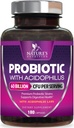 Probióticos 60 Billones CFU por servicio - 10 Strains + Prebióticos - Salud Digestiva, Gut &amp; Immune Soporte - Apoyos Constipación Ocasional, Gas &amp; Bloating para Hombres Estable - 180 cápsulas