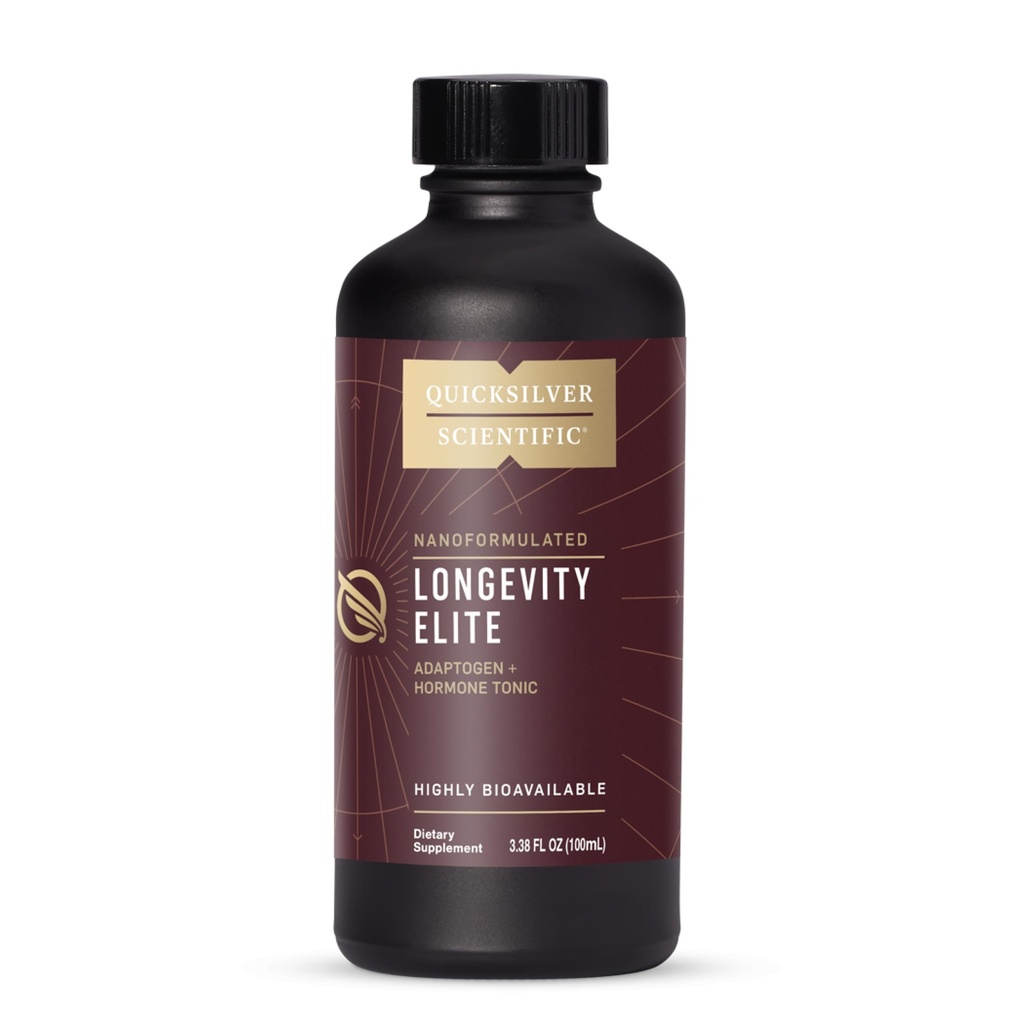 Quicksilver Scientific Longevity Elite - Liposomal Adaptogen + Pregnenolone Tonic - Suplementos Herbales diseñados para la optimización de la edad Apoyo mientras se orienta AMPK, Sirtuins + Telomeres (100ml)