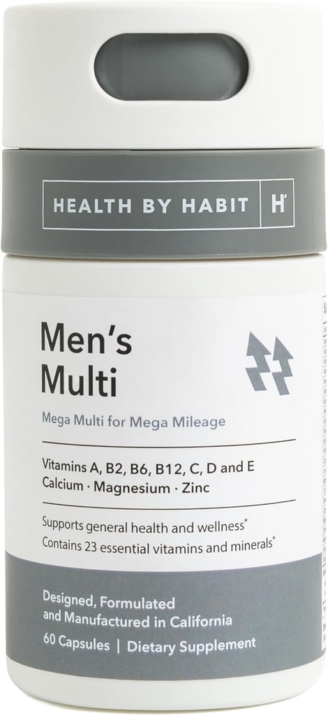 Salud por Habit Mens Multi Suplemento (60 cápsulas) - 23 Vitaminas y Minerales Esenciales, Apoya Salud General &amp; Bienestar, No GMO, Libre de Azúcar (1 paquete)