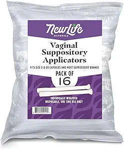 NewLife Naturals Disposable Plastic Vaginal Suppository Applicators - Fits Most Boric Acid Suppositories, Pills, Tablets, and Size 0 and 00 Capsules - pH Balance y Feminine Health - Pack of 16