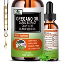 Óleo Orgánico de orégano con aceite de semilla negra, gotas líquidas de aceite de orégano w / hoja de oliva acrílica Elderberry para inmuno, soporte digestivo " antioxidante, suplemento de apoyo razonable para mujeres hombres