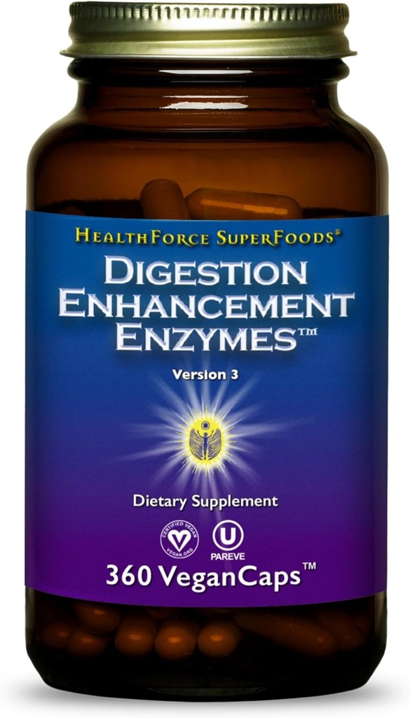SUPERFOODOS DE LA HEALTHFORCE Digestion Enhancement Enzymes - 360 cápsulas Vegan
