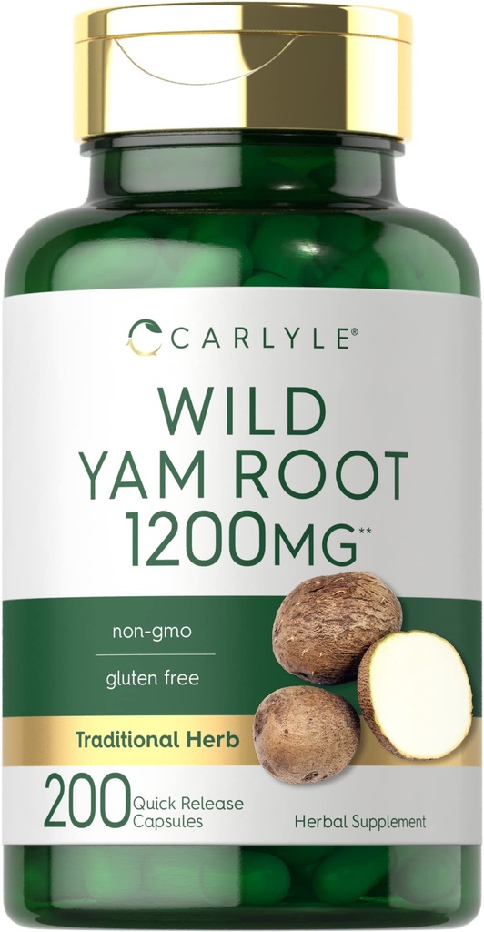 Carlyle Wild Yam Root Capsules | 200 Count | Traditional Herbal Extract | Non-GMO, Gluten Free