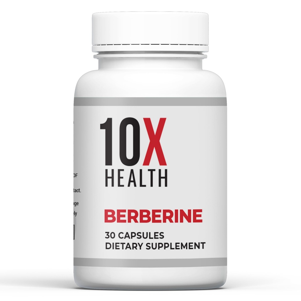 10X Health Berberine Suplemento 500mg - Contiene suplemento de dihidroberina para una mejor absorción - Apoyo Cardiovascular &amp; Gut Health Suplementos para Hombres Mujer - 30 cápsulas