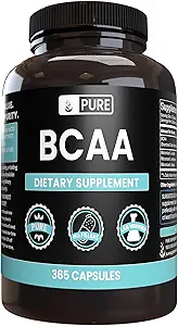 Ingredientes originales puros BCAA (365 capsules) No hay magnesio o rifles de arroz, siempre puros, lab verificados