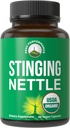 USDA Organic Stinging Nettle Vegan Capsules Made with Stinging Nettle Leaf Powder for Prostate, Hair Growth, Allergy. Better Than Root or Seed Extract. Plant Based Herb Supplement Tablets, 60 Pills