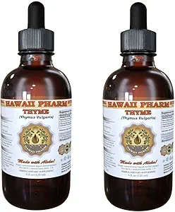 Time Liquid Extract, Organic Thyme (Thymus Vulgaris) Tincture, Herbal Supplement, Hawaii Pharm, Made in USA, 2x4 fl.oz