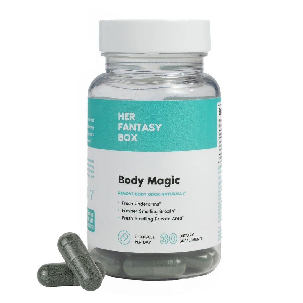 Su Caja de Fantasía tóxico Body Magic ← Capsules Chlorophyll - 30 cápsulas Vegan para Detox, Digestión, Gut Health, Skin Support, y Oily Skin - Natural Energy Booster
