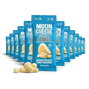 Queso de Luna Oh My Gouda Cheese Bites, 1 onza, 12-Pack, Crunchy, Empaquetado con Protein &amp; Calcium, Keto, Gluten Free
