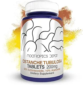 Nootropics Depot Cistanche tubulosa Tablets ← 200mg tención 60 Cuenta Silencio Mínimo 50% Echinacoside + 10% Acetoside (Verbascoside) ← Promueve la Fuerza Física y la Energía Silenciosa Promueve la Vitalidad