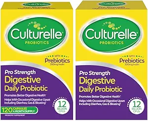 Culturalle Pro Strength Daily Probiotic, Digestive Capsules, Naturally Sourced Probiotic Strain Provento para apoyar Digestive & Immune Health, Gluten & Soy Free, 4 Month Supply, 60 Cuenta (Pack of 2)