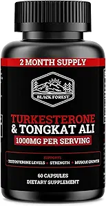 Black Forest Turkesterone Tongkat Ali Suplemento 1000mg por Serving (Max Purity 95%) Turkesterone Suplemento para Hombres (Tongkat Ali para Hombre Longjack 200:1) Similar a Tongkat Ali Fadogia Agrestis